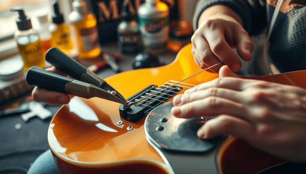 Gitarrenpflege mit Schwerpunkt auf Saitenwechsel